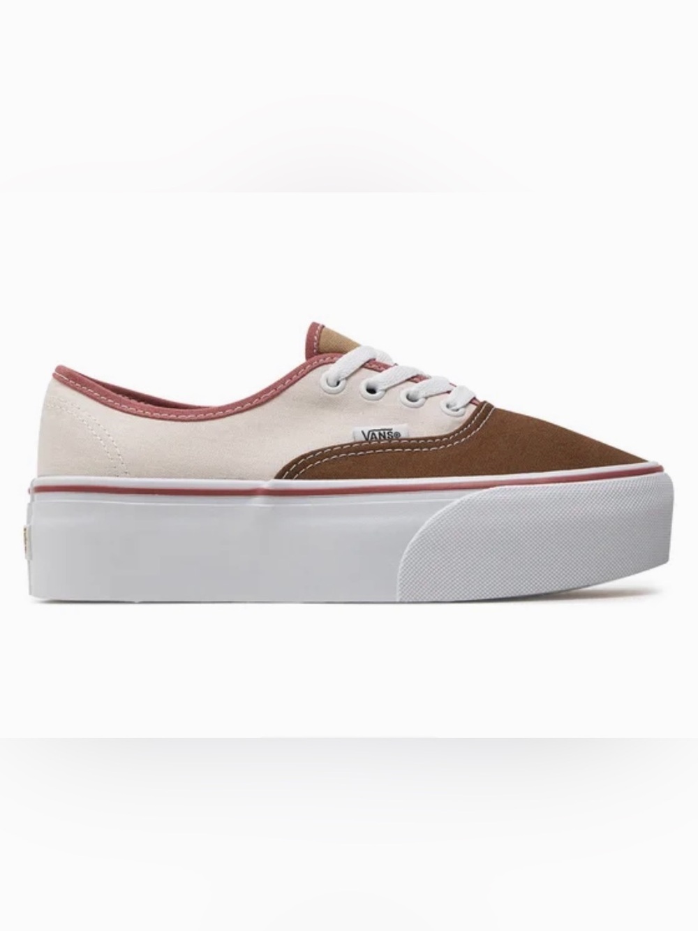 Vans Women’s Brown & Cream Platform Authentic with Pink Trim - Picture 7 of 9